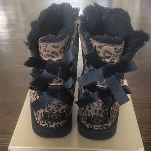 UGG Kids Bailey Bow Leopard Print Boots